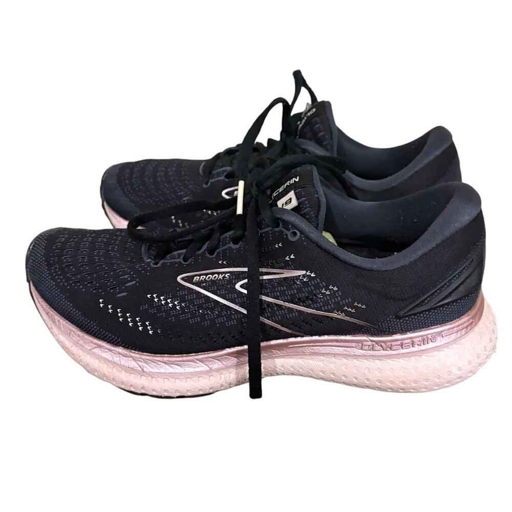 Brooks Glycerin 19 Running Shoes Black Pink Women's Size 9 Neutral Cushion EUC